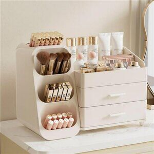 Large makeup organizer with drawers acrylic vanity storage for skincare brushes